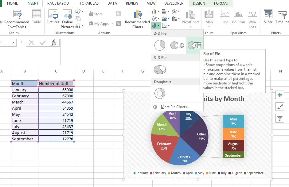 can you make a pie chart in excel