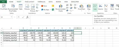 Insert Line Type Sparklines Stacked Column With Chart