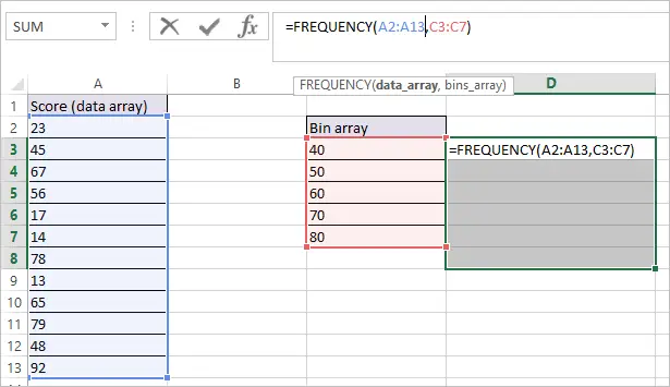 FREQUENCY Function in Excel Get the Frequency