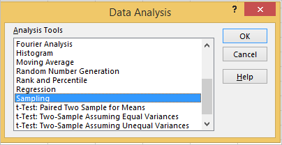 sampling data analysis excel